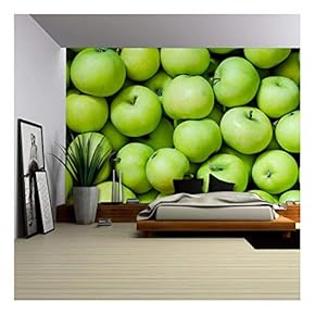 a Lot of Green Apples as a Background - Removable Wall Mural | Self-Adhesive Large Wallpaper - 66x96 inches