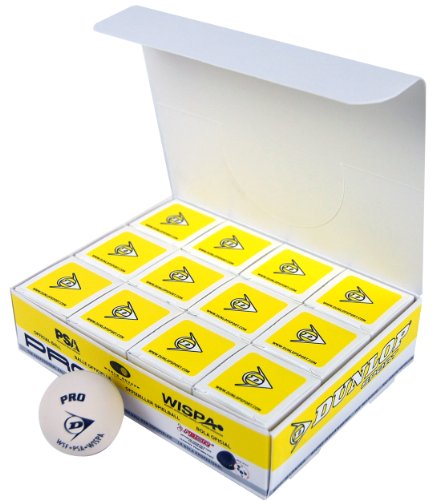 Dunlop Sports Pro Glass Court Squash Ball (White, Pack of 12)