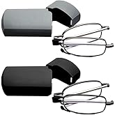 GOOSEN Reading Glasses Men Women, Pocket Wallet Purse Compact Hard Cases Folding Readers, Blue light Glasses Spring Hinge