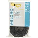 VELCRO Brand One Wrap Thin Ties, Black, 8 x 1/2-Inch, 100 Count (91140)