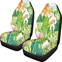 Buybai Fun Car Seat Covers Cactus 3D Print Front Seat Protector 2 Pcs Full Set Bucket Seat Cover Universal Fit Most Vehicle, Cars, Sedan, Truck, SUV, Van