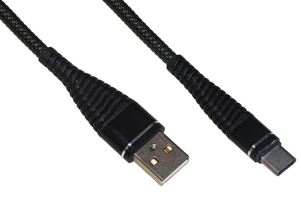 LINK LKGZ91 USB Cable Type "C" Mt 1.2 Spiral Cable Black Color with Flexible Protection On Connector