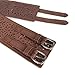 b.m.c BMC Womens Double Buckle Style Thick Wide Elastic Brown Cut Out Faux Leather High Waist Fashion Belt