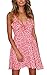 Angashion Women's Dresses-Floral Print Sleeveless Ruffle V Neck A Line Swing Mini Dress