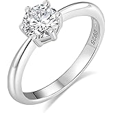 VOLUKA 925 Sterling Silver Round Cubic Zirconia CZ Rings for Women Simulated 1CT Dimond Eternity Band Rings Promise Wedding Statement Engagement Rings