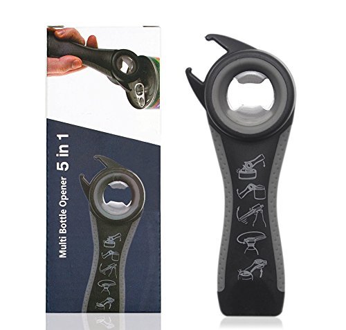 Professional Multi Bottle Opener, 5 In 1 Jar Bottle Can Opener, Lid Twist Off Gripper,Soft Grips Handle,Multifunction Opener for Seniors Rheumatoid Arthritis,FDA Approved