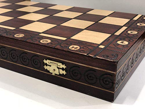 Zebra Elegant European Hand-Crafted Chess Set Extra-Large 20.5” X 20.5” (Mahogany) - Thumbnail 3