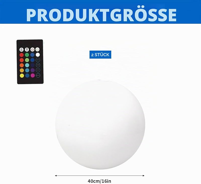 Aufblasbarer LED Leuchtender Wasserball,2 Stück Schwimmende Poolbeleuchtung,Led Kugelleuchte,Wasserball Aufblasbar,Strandball,Pool Spielzeug,für Sommeraktivitäten im Freien,Wasserspiele