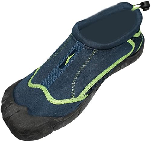 MEN'S Skeletoe Water Shoes - Comfortable Aqua Socks for Pool, Beach, Lake, Yoga, Exercise with Drawstring closure for secure and easy fit - Sizes 7 - 13 (9, Dark Blue)