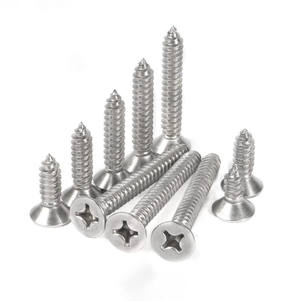 50 Pcs Self Tapping Screws, M5 x 70mm Multi Purpose Screws, 304 Stainless Steel, Phillips Flathead Screws for Wood, Drywall and Furniture
