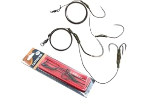 PETiB Catfish Fishing Rig with High Carbon Hooks PE Thread Leader 100cm Length for Freshwater Bottom Fishing Black Wire Hook 