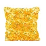 Usstore Decorative Pillowcases Rose Flower Waist Throw Pillow Cover Cafe Home Decoration for Living Sofas Beds Room (Yellow)