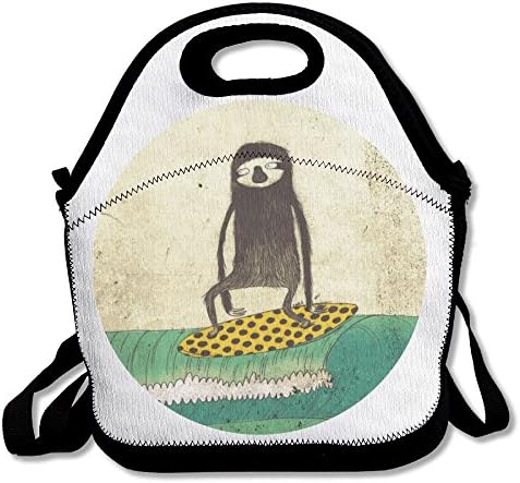 JingleBoo Surfing Sloth Lunch Tote Bag For Men Women Kids
