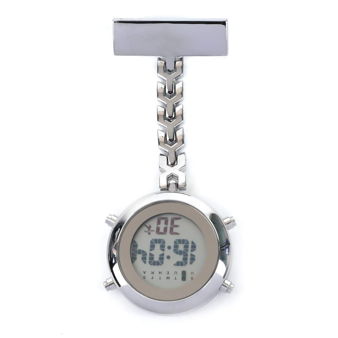 WONOLO Fashion Nurse Fob Watch Large Face Nursing Pendant Pocket Digital Watch (Silver)