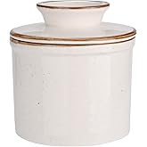 Jersinwei - French Butter Dish, Butter Crock for Counter with Water Line, Ceramic Butter Keeper for Spreadable Butter Christm