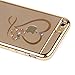 iPhone 6 Plus Case, iPhone 6S Plus Case,UZZO iPhone 6/6S Plus 5.5 inch Gold Plating Bumper TPU Case Cover with Love Heart Design Inside Glitter Diamond Crystal Clear TPU Protective Case Cover