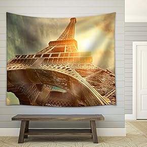 The Eiffel Tower is One of The Most Recognizable Landmarks in The World Under Sun Light - Fabric Wall Tapestry Home Decor - 51x60 inches