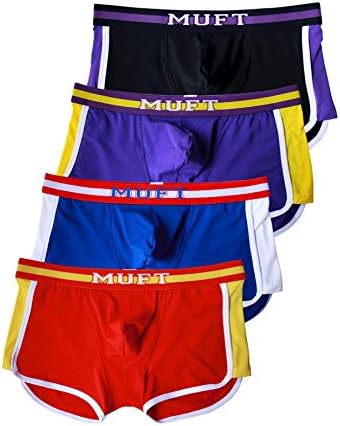 MUFT Men's 4 Pack Fashion Sport Series Modal &amp; Cotton Trunk (Medium, Pirate Black+Classic Blue+Flame Red+Violet)