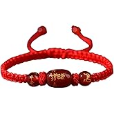 New Year Snake Red String Braided Bracelet - Handwoven Adjustable 12 Zodiac Animal Snake Charm Bracelet - Lucky Chinese Feng Shui Protection - Women's New Year Jewelry Gift