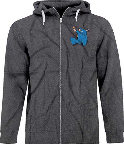 BSW Men's Cookie Monster Steve Austin WWE Stunner Crest Zip Hoodie XL Drk Hthr