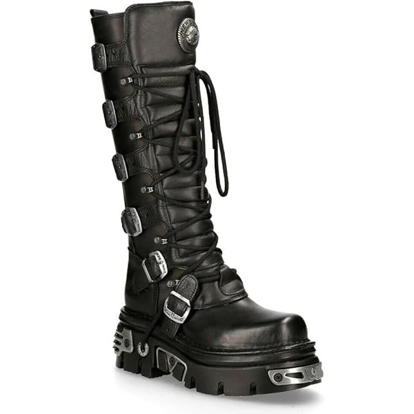 Amazon.com: New Rock Men's 727-S1 Metallic Black Leather