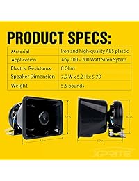Xprite Compact - Altavoz de sirena de alto rendimiento (200 W, con sirena de 100 a 200 W)