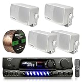 4) PYLE PLMR24 200W Outdoor Speakers + PT260A 200W Stereo Theater Receiver