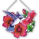 Joan Baker Designs SSC1026R Hummingbird and Petunia Art Glass Suncatcher
