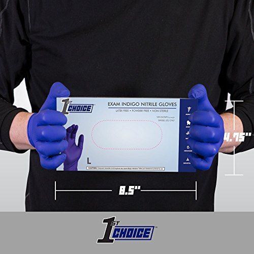 image for 1st Choice Safety Indigo Nitrile 4 Mil Thick Disposable Gloves Medium 