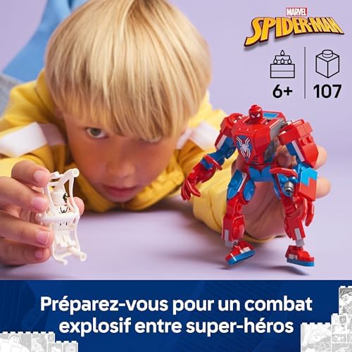 | Marvel Spider-Man Mech vs. Anti-Venom - Super Hero Figure Building Toy with 2 Minifigures for Imaginative Role Play - Gift for 6 Plus Year Old Boys and Girls 76308