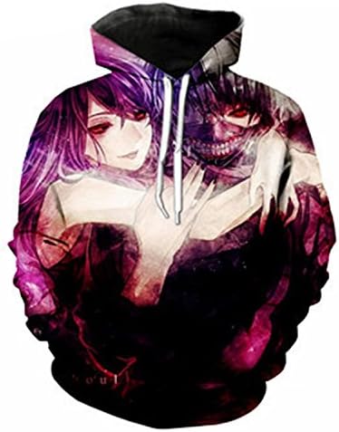 PMNADOU Novelty Anime Tokyo Ghoul 3d Hoodies Hooded Sweatshirt Athletic Pullover Hoodies