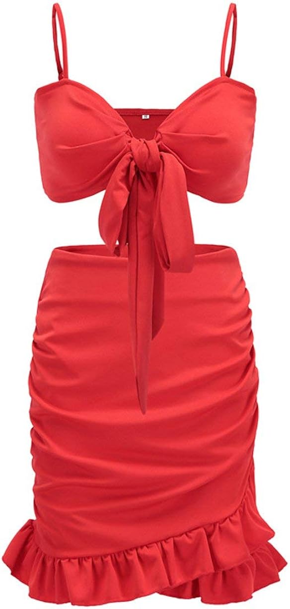 Relipop Women's Strap Crop Top Outfit Two Piece Backless Bandage Bodycon Midi Dress at  Women’s Clothing store