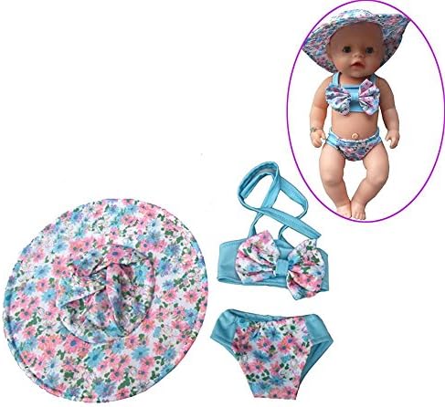 Boutiages Fashion Bikini Summer Wear Swimsuit and Cap Doll Clothes Toy Dress Miniskirt