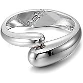 RINTOLER Chunky Gold Cuff Bangle Bracelets for Women - Gold Polished Trendy Twisted Hinged Cuff Open Wide Waterdrop Bangle Chunky Gold Bracelet Minimalist Bangle Jewelry Gift