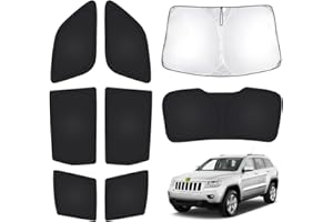 T TGBROS Windshield Sun Shade for Jeep Grand Cherokee 2011-2021 Car Window Shades Thicken UV Block and Blackout Privacy Foldable Sunshades 8PCS Accessories Keep Cool Sun Visor Covers