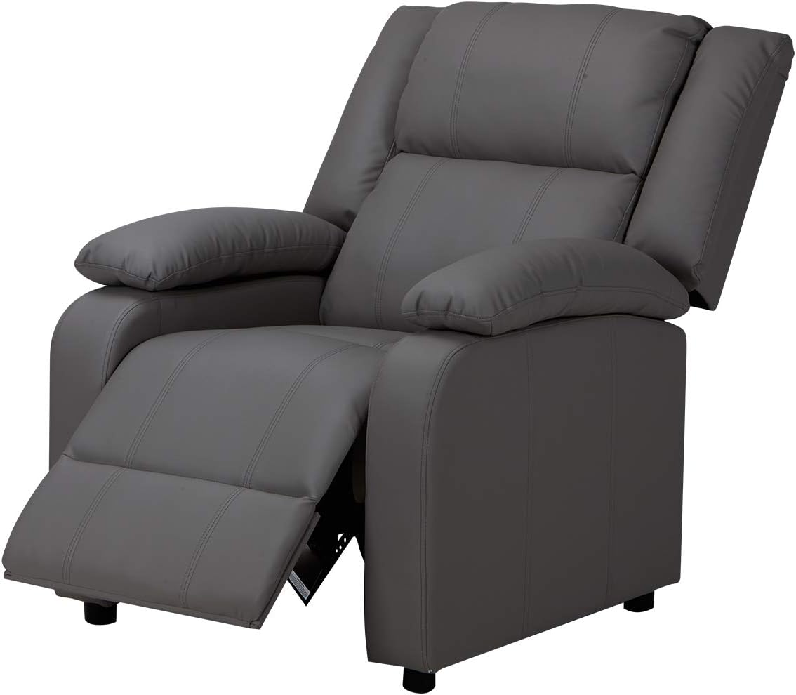 Brown Trustiwood Single Recliner Chair Leather Sofa Manual Reclining Armchair Push Back Chair Tv Couch Living Room Furniture Chairs