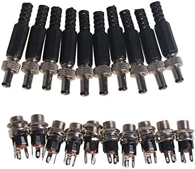 10 Male +10 Female 5.5mmx2.1mm Lockable DC Power Plug Socket Connector