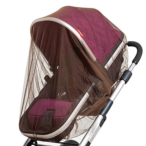 Baby Stroller Mosquito Net, Insect Netting For Pram, Buggy, Infant Carriers, Car Seats, Cradles, Cribs, Bassinets, Playpens, Portable & Durable Strollers Full Mesh Cover (Coffee) - Thumbnail 2