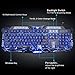 BlueFinger Gaming Keyboard Mouse Headset Combo,USB Wired 3 Color Crack Backlit Keyboard,Blue LED Light Gaming Headset,Gaming Keyboard Set for Computer PC Game Office Workthumb 3