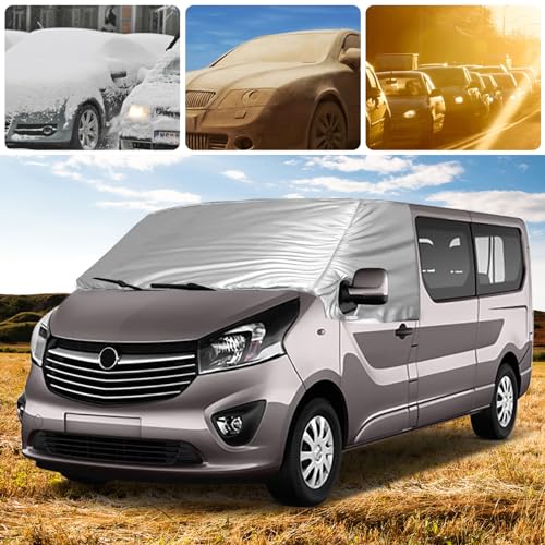 Opaltool Couverture de pare-brise avant pour Opel Vivaro, Trafic, Fiat Talento N-issan NV300 2014-2023, de luxe, argent, couverture thermique pliable