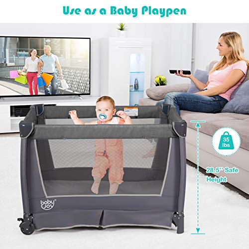 HONEY JOY Pack and Play with 4in1 Baby Playard with