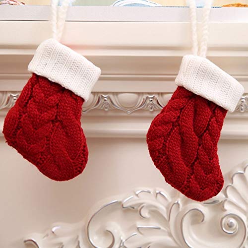 Tableware Storage MatureGirl Clearance Sale!!! 5PCS Christmas Socks Fork Knit Stocking Bag Cover Pocket Xmas Home Pouch Storage (Red) - Thumbnail 6