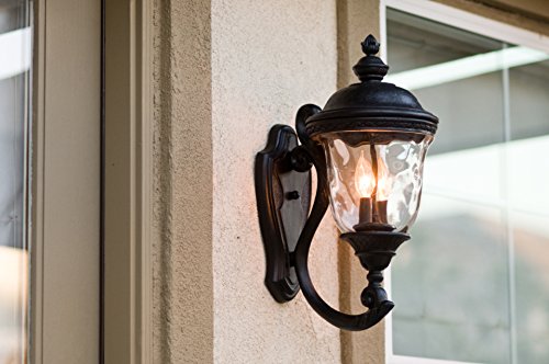 Maxim Lighting 3423WGOB Carriage House DC 2-Light Outdoor Wall Lantern, Bottom Mount, Oriental Bronze Finish
