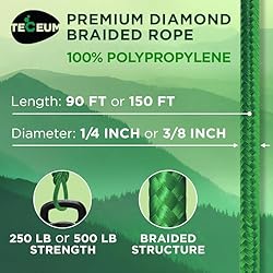 TECEUM Rope – 90 Feet x 3/8 Inch (10mm) – Green