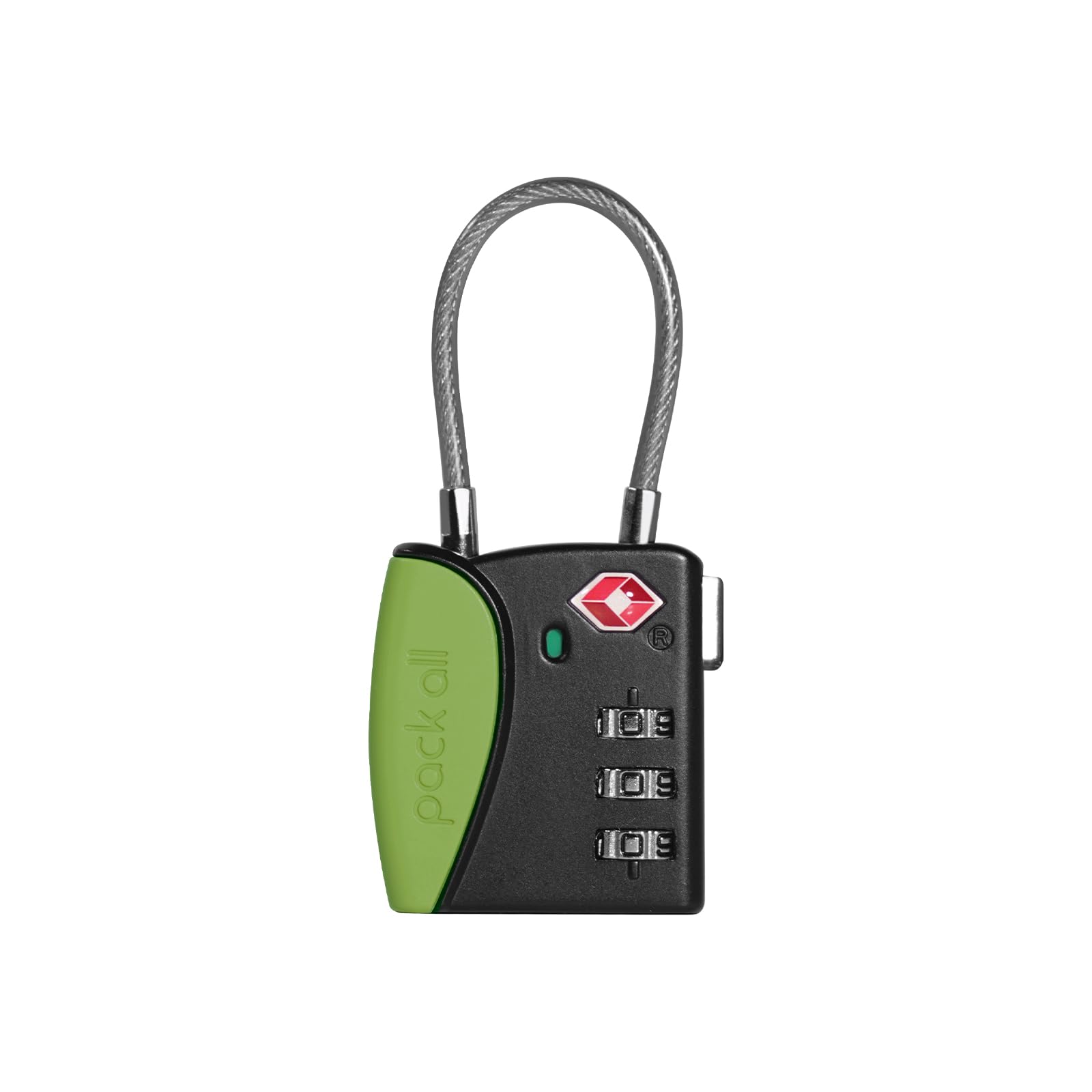 Photo 1 of locked.....pack all TSA Approved Cable Luggage Locks, 3 Digit Combination Padlocks, Travel Lock for Suitcases & Bag, Alloy Body, Travel Accessories (1 Pack)?Apple Green?