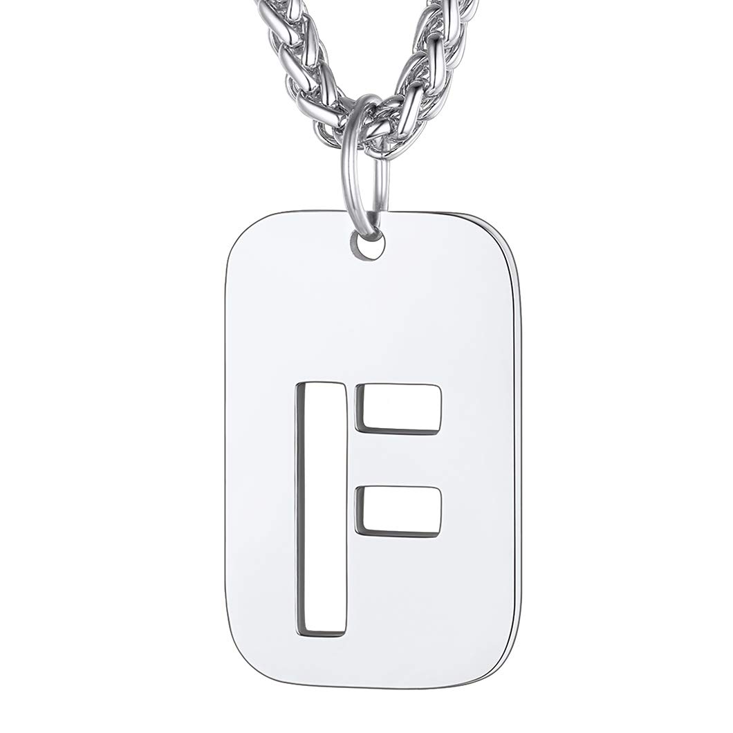 Richsteel F Necklace Dog Tag for Men Army Tags Pendant Initial Necklaces Women