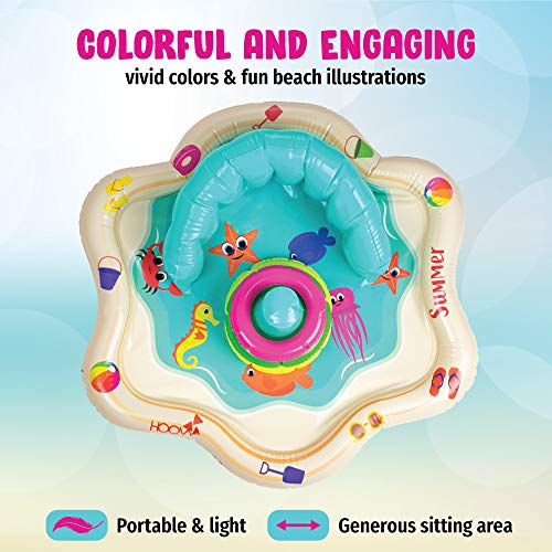 Inflatable Baby Splash Mat with Backrest & Fun Stackable Rings