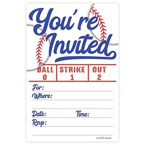 Baseball Party Invitations (20 Count) With Envelopes