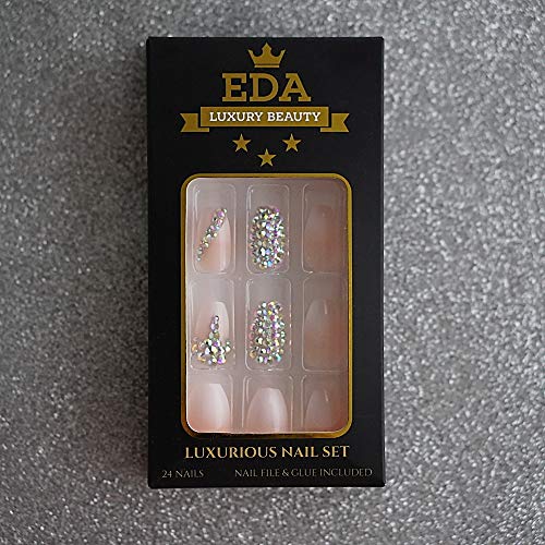 EDA LUXURY BEAUTY NATURAL NUDE PINK OMBRE WHITE FRENCH 3D GLAMOROUS JEWEL DESIGN Press On Gel Glitter Artificial Tips Acrylic False Nails Extra Long Ballerina Coffin Square Super Fashion Fake Nails 5 EDA LUXURY BEAUTY NATURAL NUDE PINK OMBRE WHITE FRENCH 3D GLAMOROUS JEWEL DESIGN Press On Gel Glitter Artificial Tips Acrylic False Nails Extra Long Ballerina Coffin Square Super Fashion Fake Nails