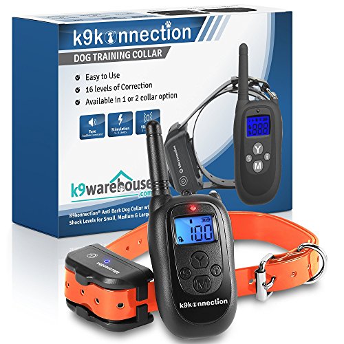 K9KONNECTION Dog Training Collar with Remote - Waterproof and Rechargeable Electronic No Bark Shock E-Collar - Fits All Size Dogs - 100 Levels of Beep, Vibration, Shock - 330 Yards - Manual Included